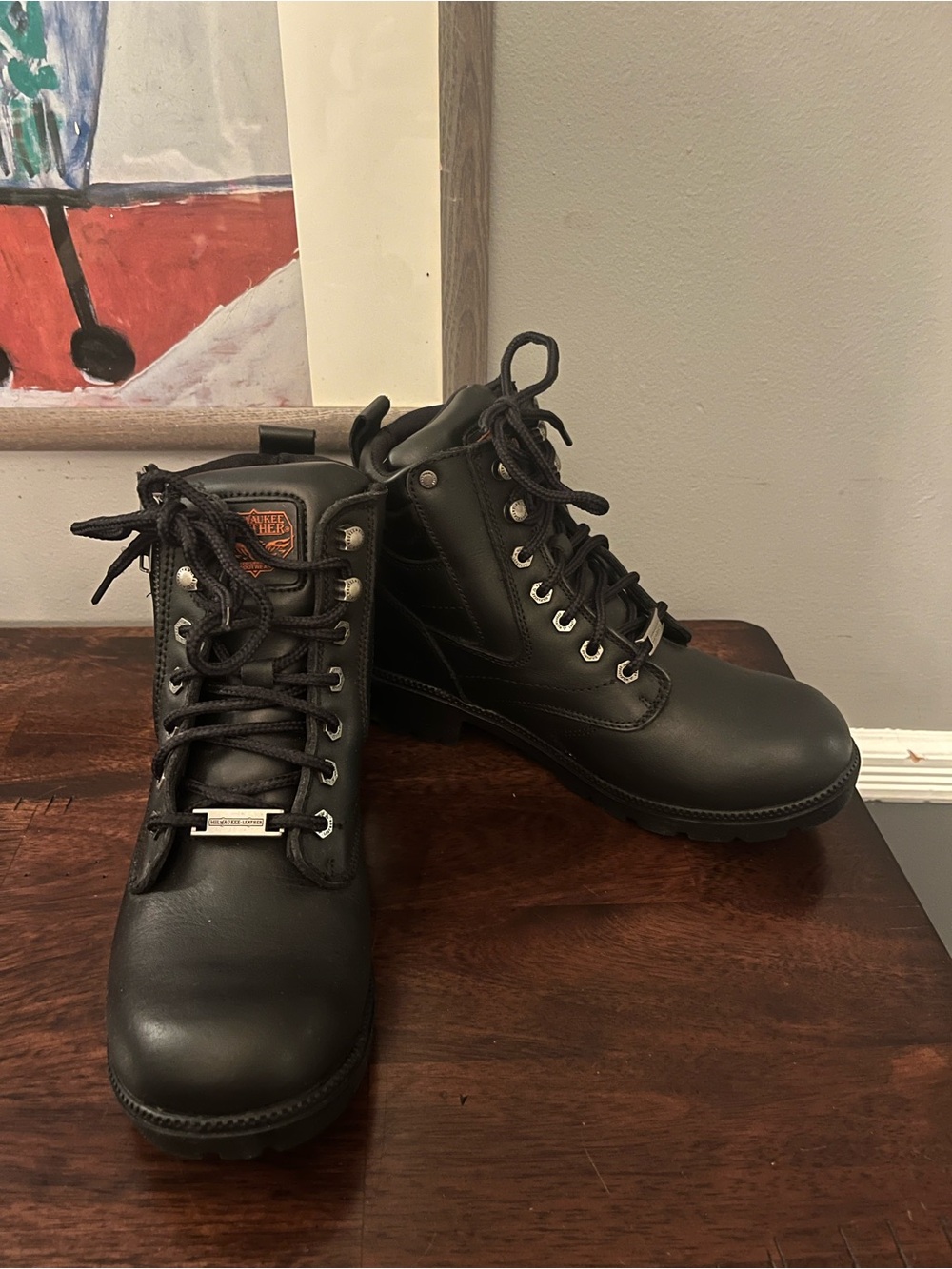 Milwaukee Leather Black Leather Motorcycle Boots NIB Womens Size 9.5